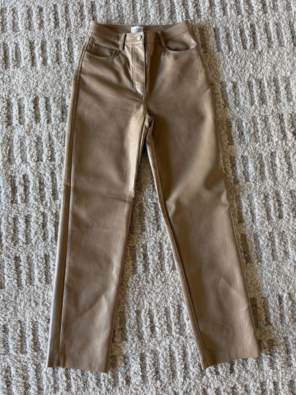 Aritzia Tan Faux Leather Pants